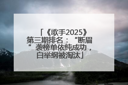《歌手2025》第三期排名：“断眉”袭榜单依纯成功，白举纲被淘汰
