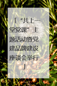 “共上一堂党课”主题活动暨党建品牌建设座谈会举行