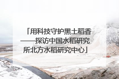 用科技守护黑土稻香——探访中国水稻研究所北方水稻研究中心