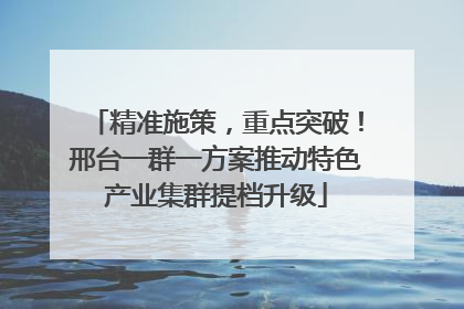 精准施策，重点突破！邢台一群一方案推动特色产业集群提档升级
