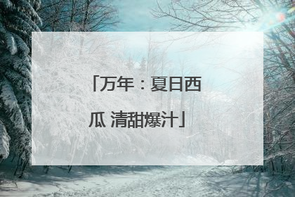 万年：夏日西瓜 清甜爆汁