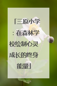 三原小学：在森林学校绘制心灵成长的终身能量