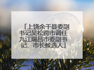 上饶余干县委副书记吴松跨市调任九江瑞昌市委副书记、市长候选人