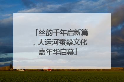 丝韵千年启新篇，大运河蚕桑文化嘉年华启幕