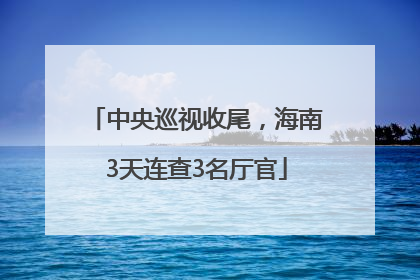 中央巡视收尾，海南3天连查3名厅官