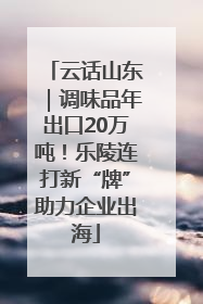 云话山东｜调味品年出口20万吨！乐陵连打新“牌”助力企业出海