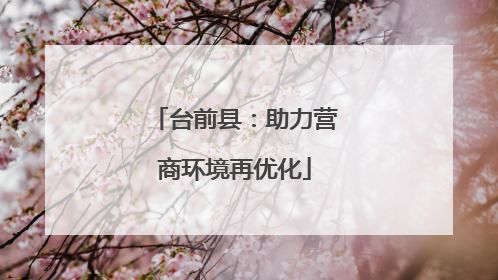 台前县：助力营商环境再优化