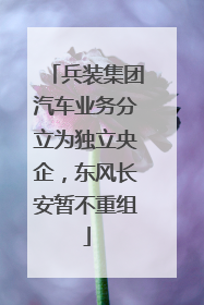 兵装集团汽车业务分立为独立央企，东风长安暂不重组