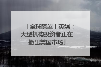 全球瞭望丨英媒：大型机构投资者正在撤出美国市场
