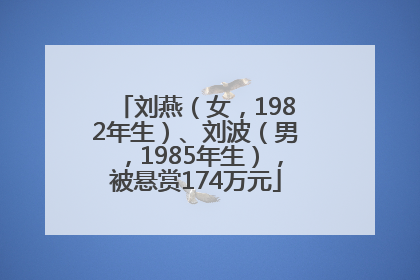 刘燕（女，1982年生）、刘波（男，1985年生），被悬赏174万元