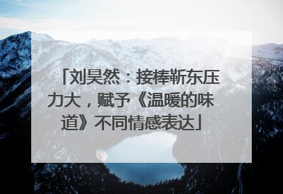刘昊然：接棒靳东压力大，赋予《温暖的味道》不同情感表达