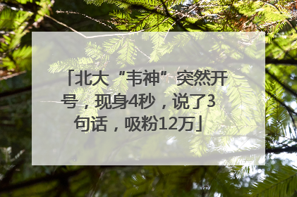 北大“韦神”突然开号，现身4秒，说了3句话，吸粉12万