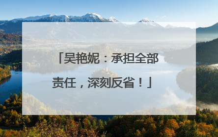 吴艳妮：承担全部责任，深刻反省！
