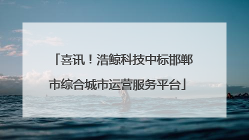 喜讯！浩鲸科技中标邯郸市综合城市运营服务平台