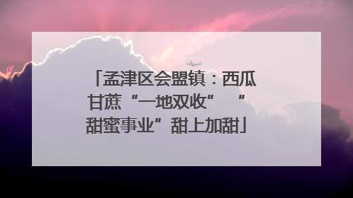 孟津区会盟镇：西瓜甘蔗“一地双收” “甜蜜事业”甜上加甜