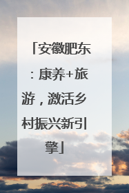 安徽肥东：康养+旅游，激活乡村振兴新引擎