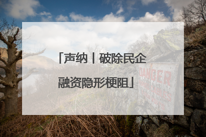 声纳丨破除民企融资隐形梗阻
