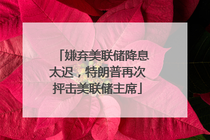 嫌弃美联储降息太迟，特朗普再次抨击美联储主席
