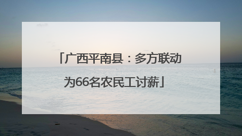 广西平南县：多方联动为66名农民工讨薪