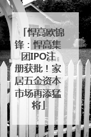 悍高欧锦锋：悍高集团IPO注册获批！家居五金资本市场再添猛将