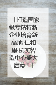 打造国家级专精特新企业培育新高地 仁和里·杭实智造中心盛大启幕！