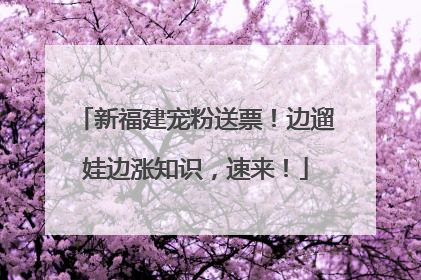新福建宠粉送票！边遛娃边涨知识，速来！