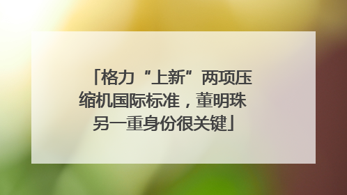 格力“上新”两项压缩机国际标准，董明珠另一重身份很关键