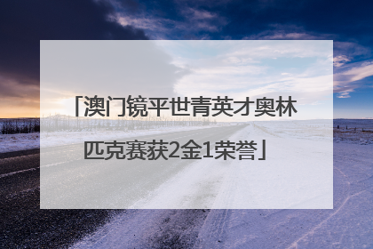 澳门镜平世青英才奥林匹克赛获2金1荣誉