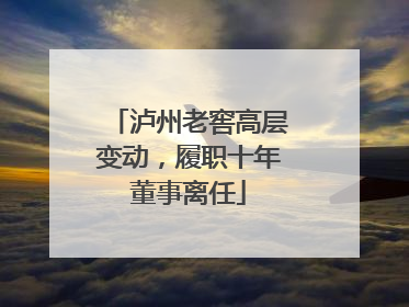 泸州老窖高层变动，履职十年董事离任