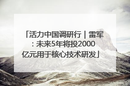 活力中国调研行｜雷军：未来5年将投2000亿元用于核心技术研发