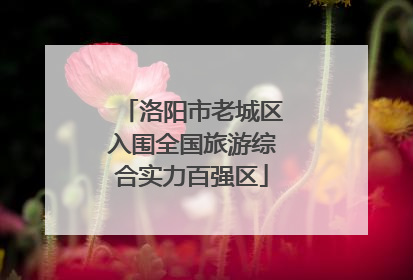 洛阳市老城区入围全国旅游综合实力百强区
