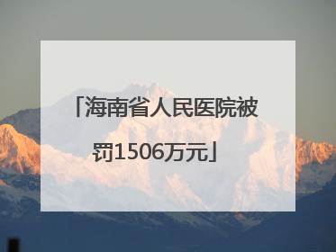 海南省人民医院被罚1506万元