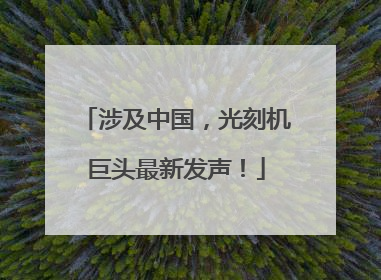 涉及中国，光刻机巨头最新发声！