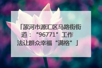 漯河市源汇区马路街街道：“96771”工作法让群众幸福“满格”