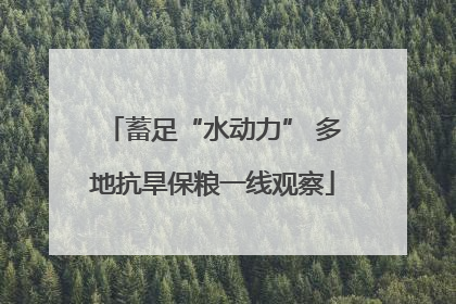 蓄足“水动力” 多地抗旱保粮一线观察