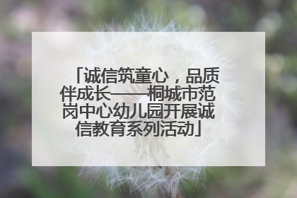 诚信筑童心，品质伴成长——桐城市范岗中心幼儿园开展诚信教育系列活动