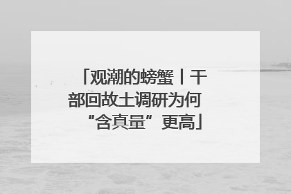 观潮的螃蟹丨干部回故土调研为何“含真量”更高