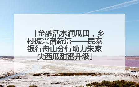 金融活水润瓜田，乡村振兴谱新篇——民泰银行舟山分行助力朱家尖西瓜甜蜜升级