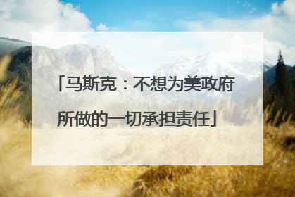 马斯克：不想为美政府所做的一切承担责任
