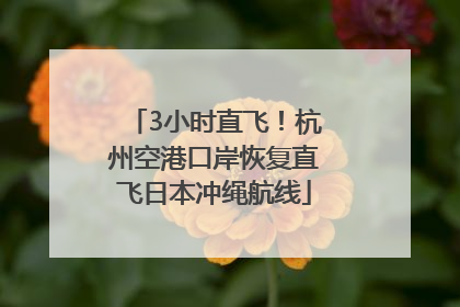 3小时直飞！杭州空港口岸恢复直飞日本冲绳航线