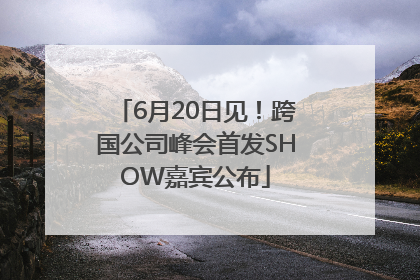 6月20日见！跨国公司峰会首发SHOW嘉宾公布